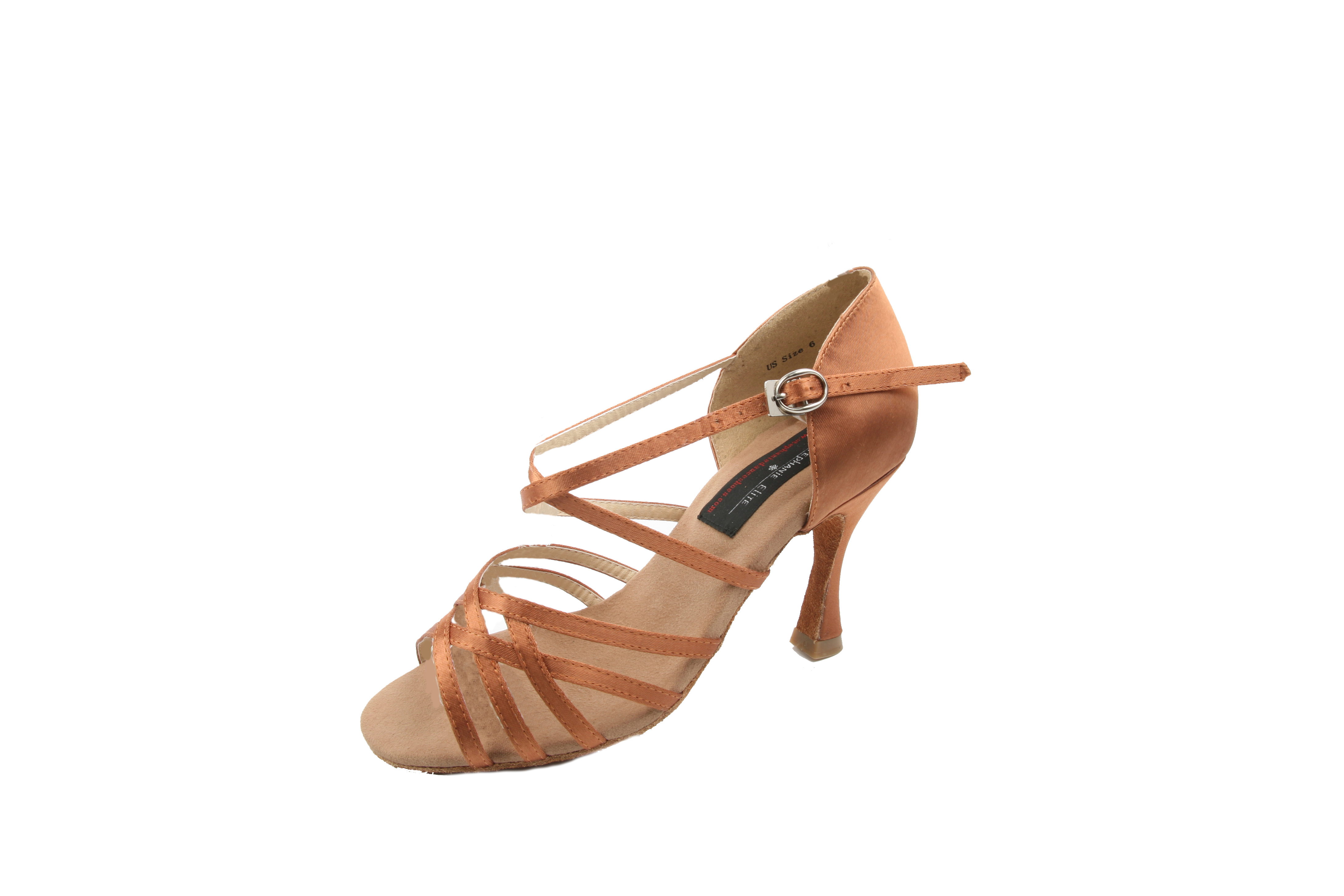 E201, Dark Tan Satin 3" Heel Clearance