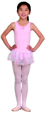 DS-267 Child Cotton blend tank leotard with attached chiffon skirt