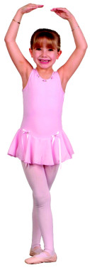 DS 273C Child Cotton blend tank leotard with attached georgette skirt