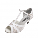 GO7305, White Leather / Silver Glitter